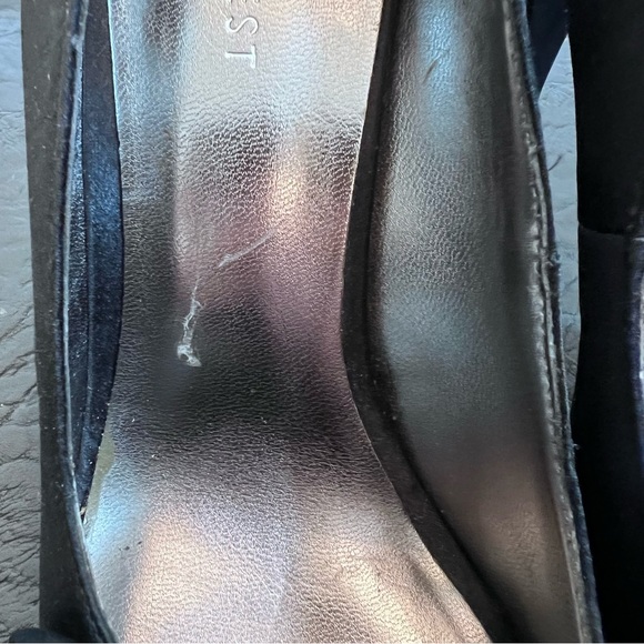 Nine West Lillyao Black Satin Rosette Peep Toe Slip On Stiletto Heel Size 7 - Picture 7 of 9